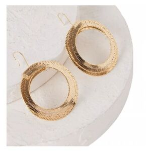 Anthropologie 14 kt Gold Plated Herringbone Earrings NWT
